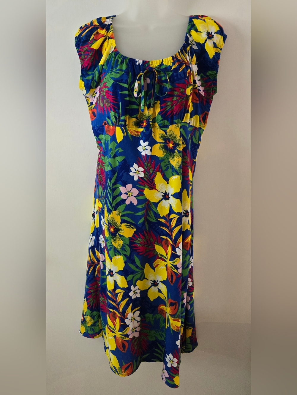 Hibiscus Collection Hawaii Collection Midi Dress Tropical Floral Sz Large